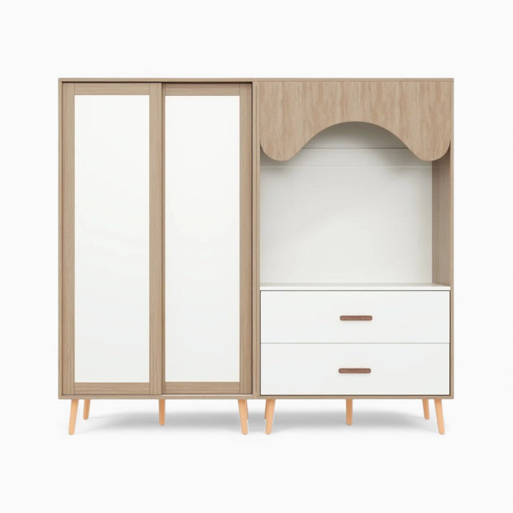 Armoire enfant avec dressing nature et blanc Tilda Kids