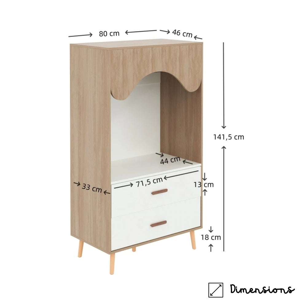 Armoire enfant avec dressing nature et blanc Tilda Kids
