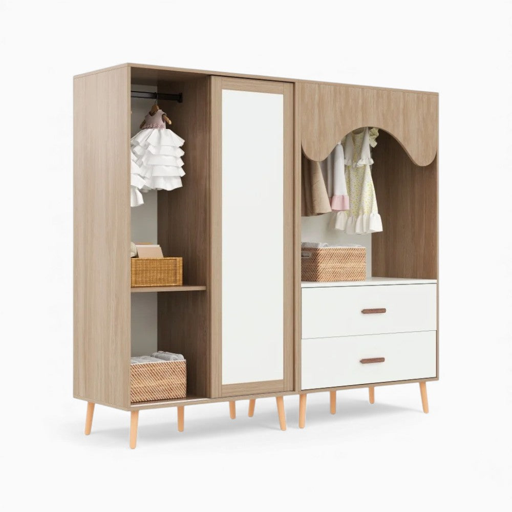 Armoire enfant avec dressing nature et blanc Tilda Kids