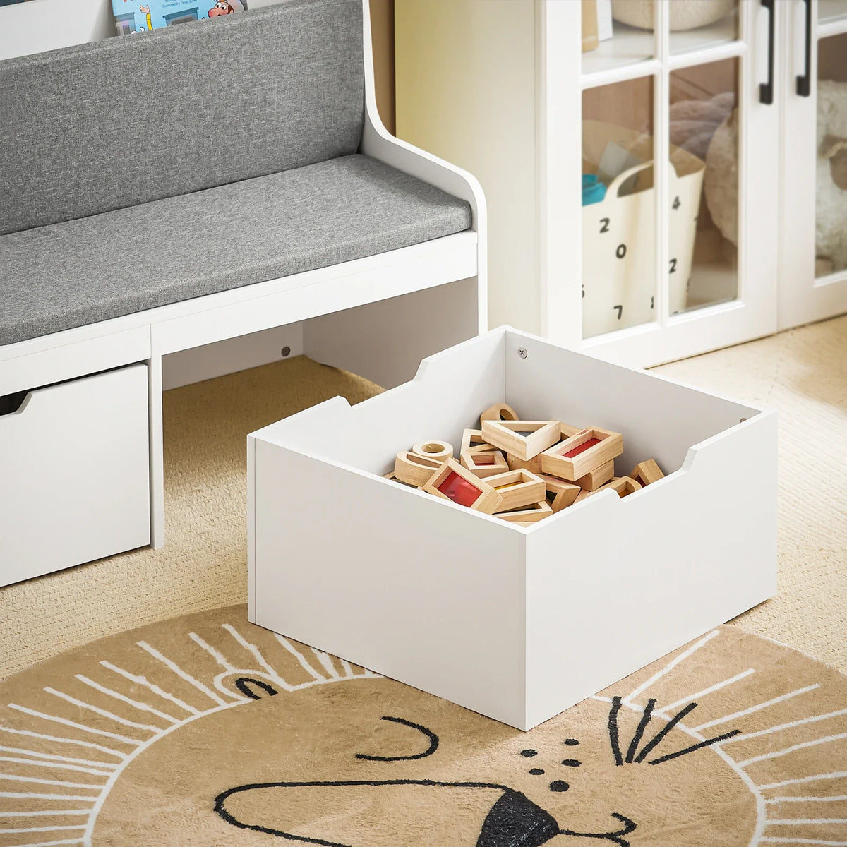 Bibliothèque banc enfant blanc avec rangement Tilda Kids
