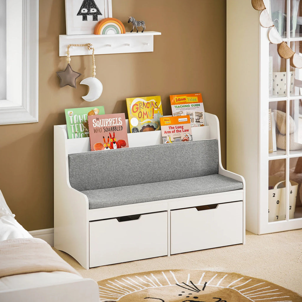 Bibliothèque banc enfant blanc avec rangement Tilda Kids