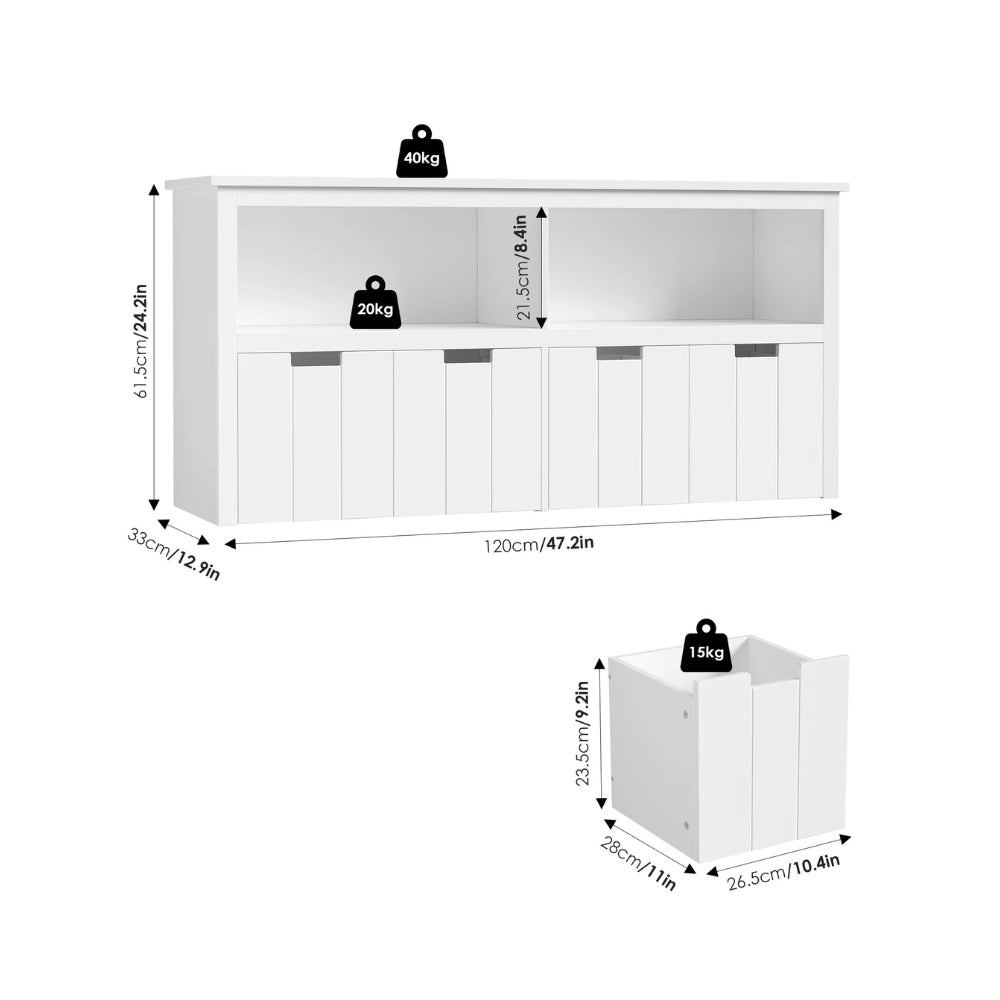 Bibliothèque basse enfant design blanc Tilda Kids
