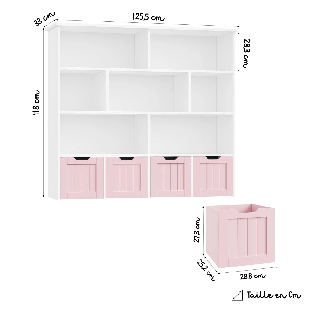 Bibliothèque enfant avec bacs de rangement colorés Tilda Kids