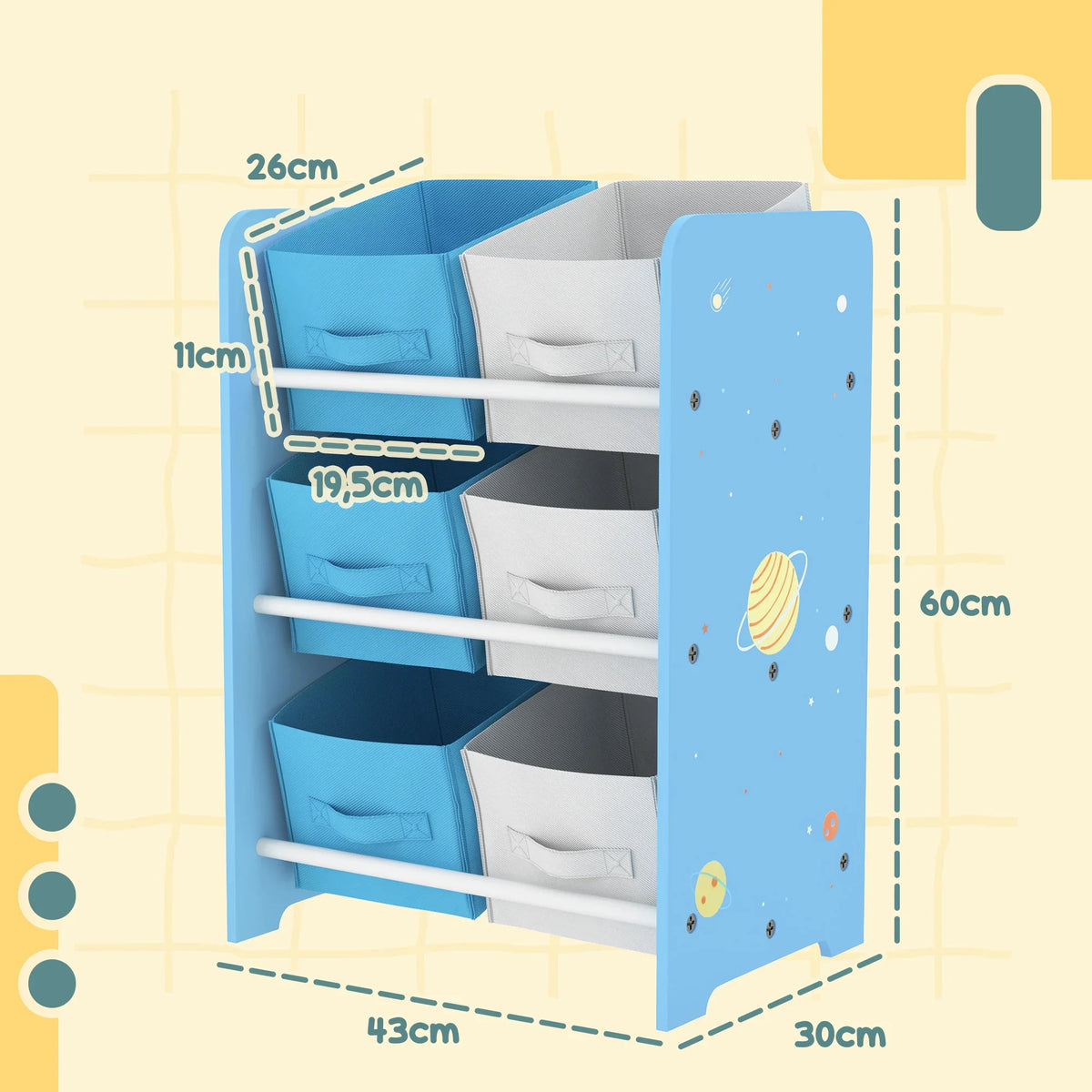Bibliothèque enfant avec paniers de rangement Tilda Kids