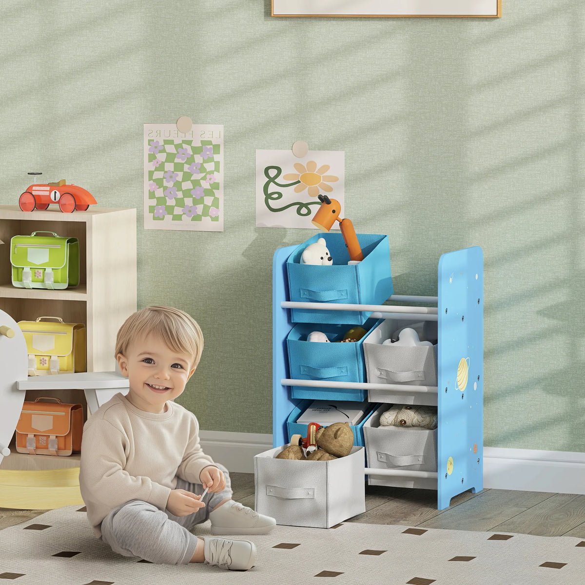 Bibliothèque enfant avec paniers de rangement Tilda Kids