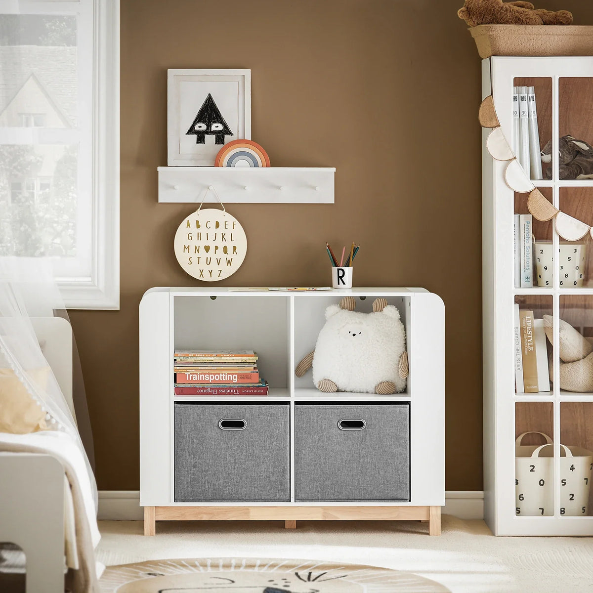 Bibliothèque enfant avec paniers en tissu blanc Tilda Kids