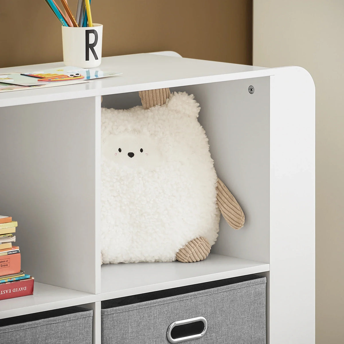 Bibliothèque enfant avec paniers en tissu blanc Tilda Kids