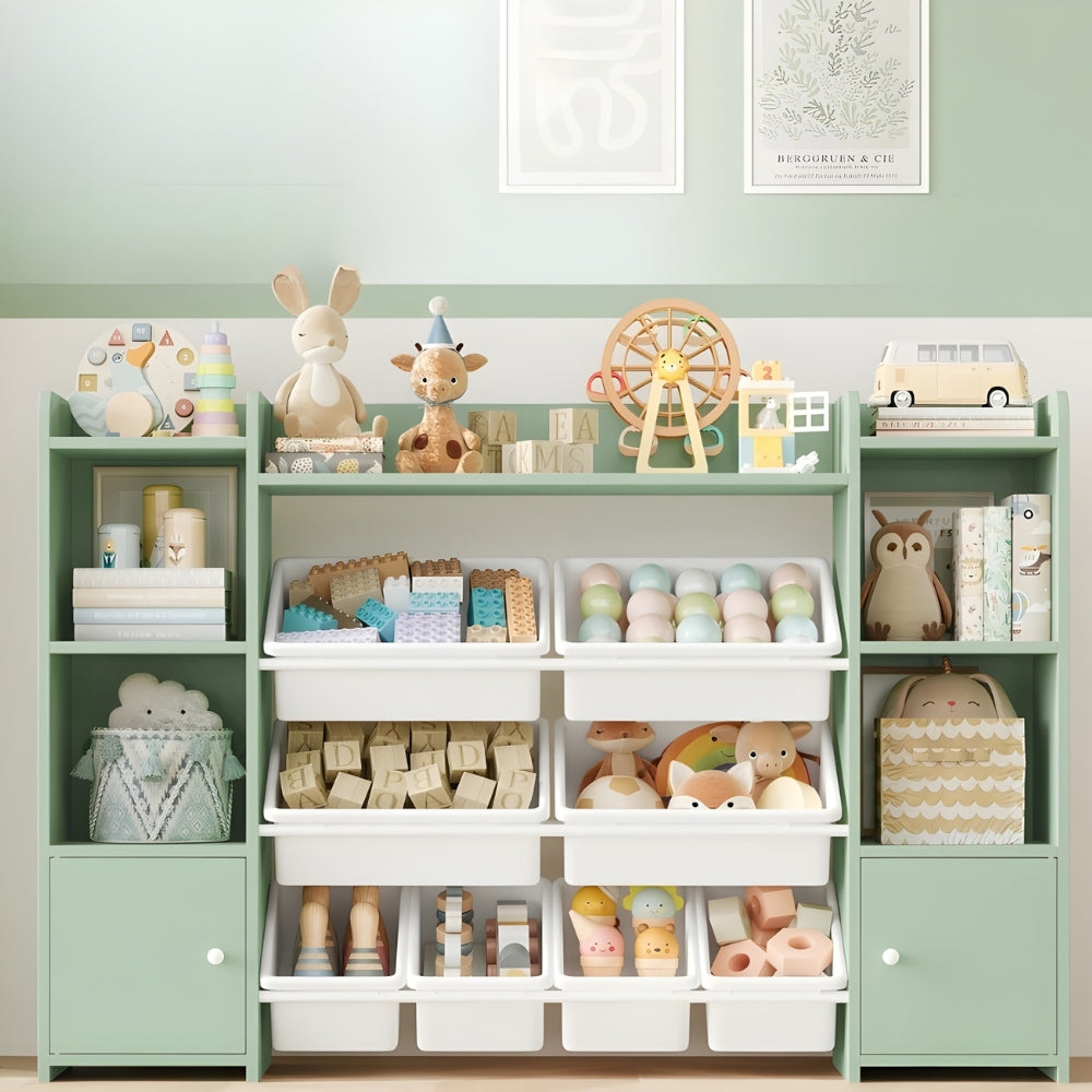 Bibliothèque enfant bacs rangement et étagères latérales Tilda Kids