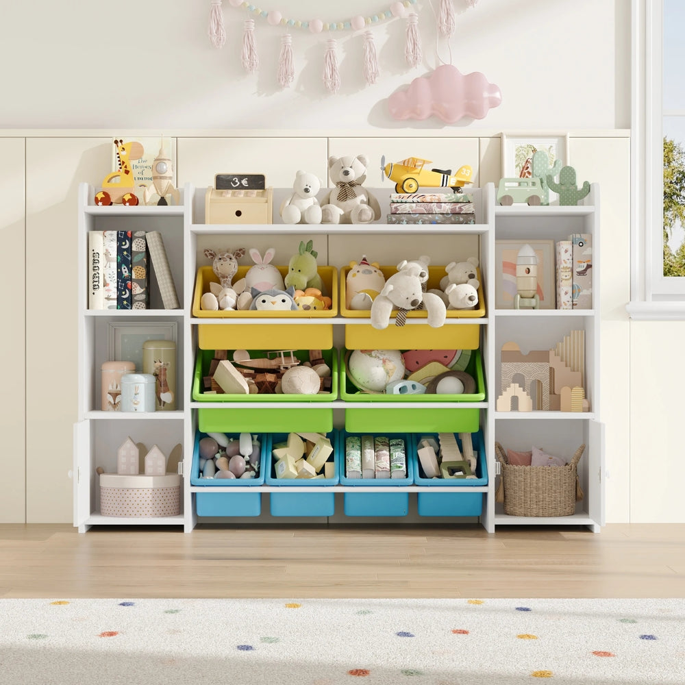 Bibliothèque enfant bacs rangement et étagères latérales Tilda Kids