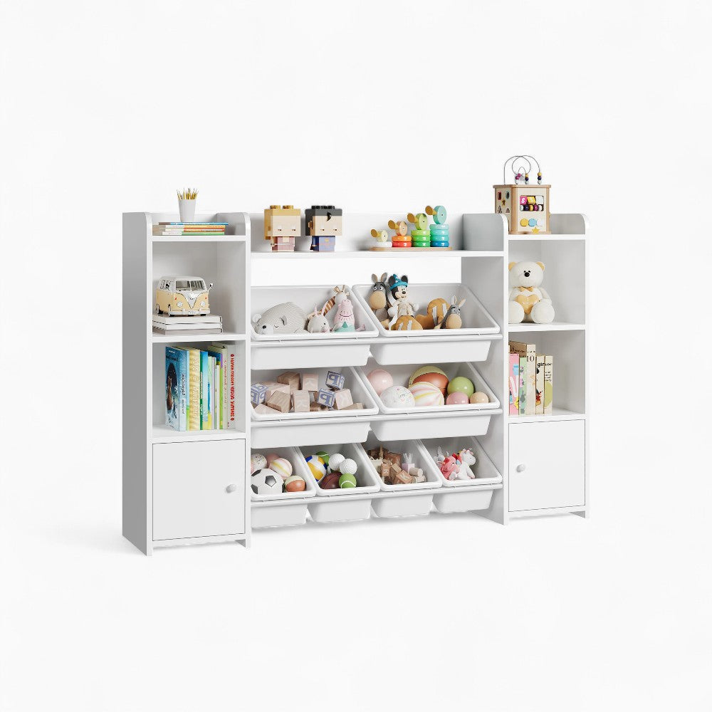 Bibliothèque enfant bacs rangement et étagères latérales Tilda Kids