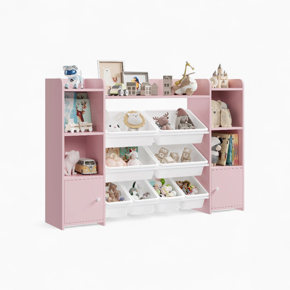 Bibliothèque enfant bacs rangement et étagères latérales Tilda Kids