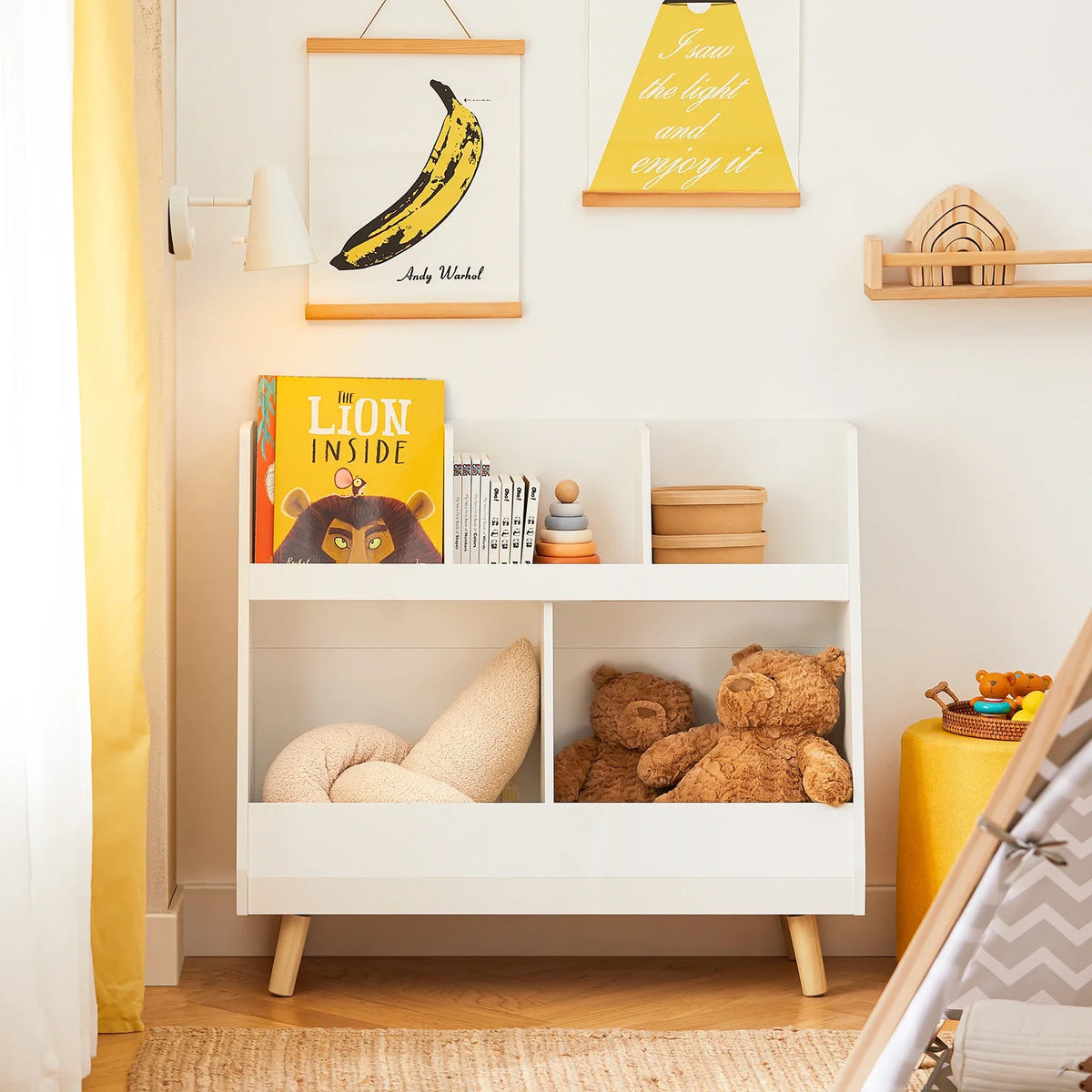 Bibliothèque enfant basse 5 compartiments avec rangement Tilda Kids