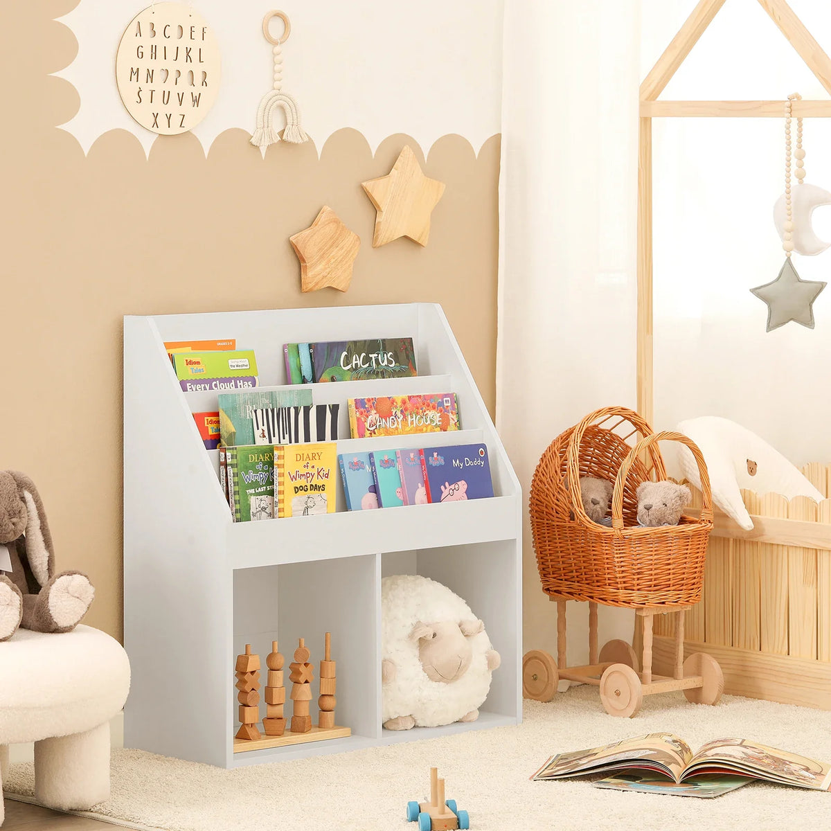 Bibliothèque enfant basse avec rangement pour livres et jouets Tilda Kids