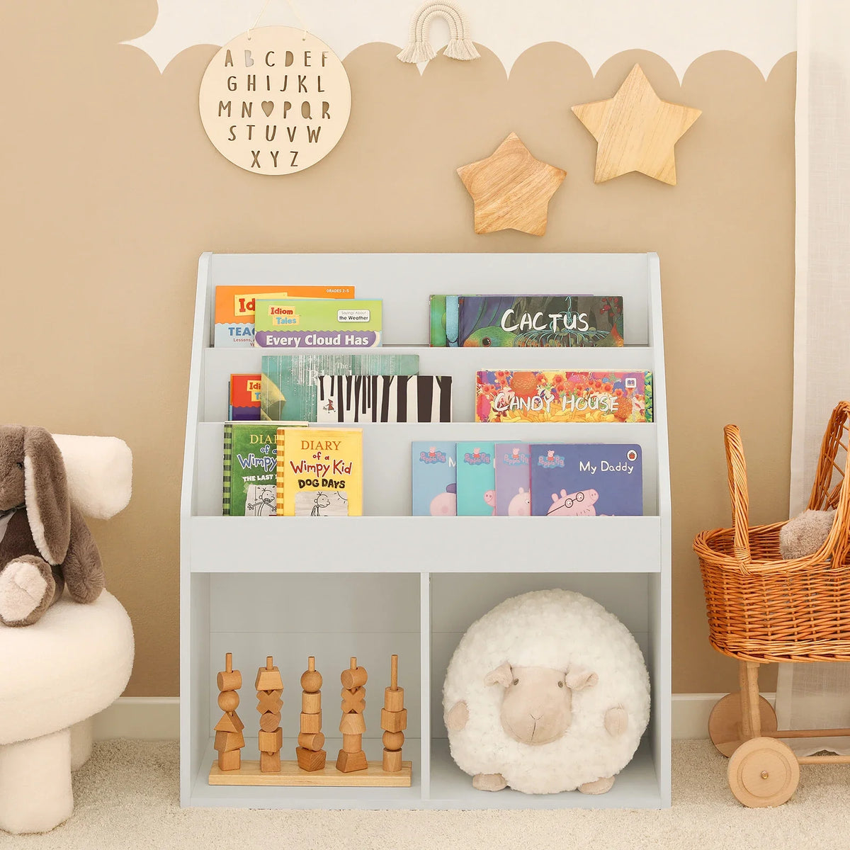 Bibliothèque enfant basse avec rangement pour livres et jouets Tilda Kids