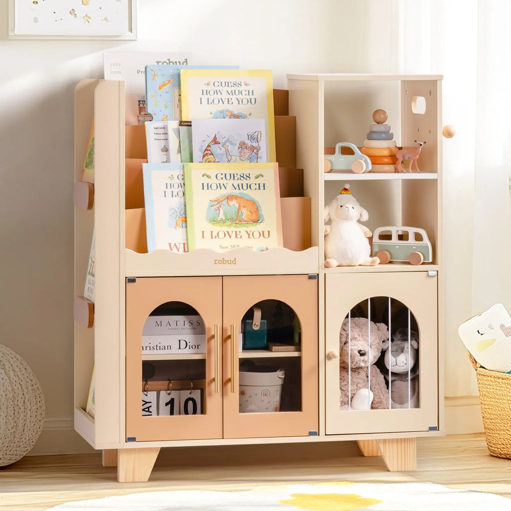Bibliothèque enfant beige 6 en 1 avec rangements Tilda Kids