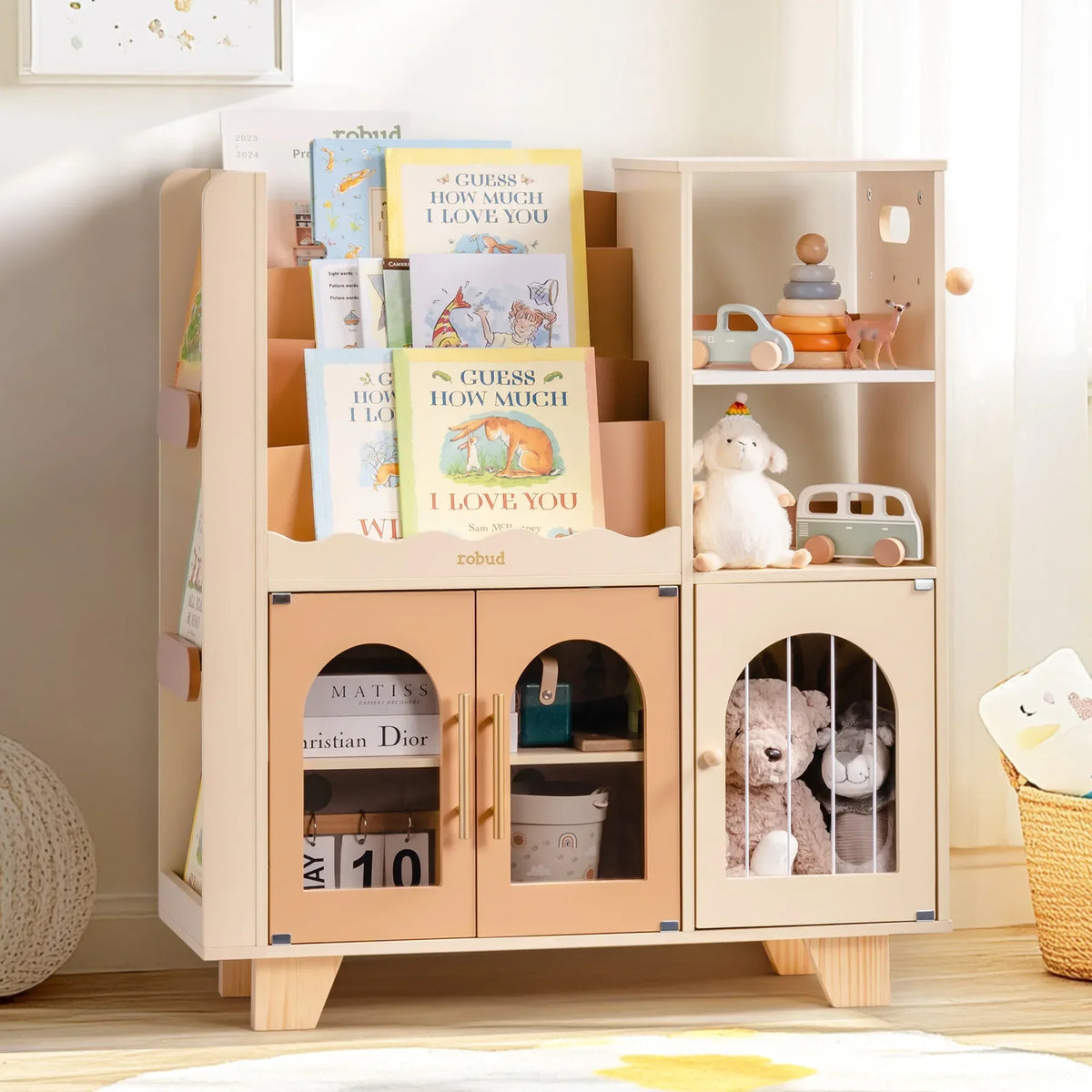 Bibliothèque enfant beige 6 en 1 avec rangements Tilda Kids