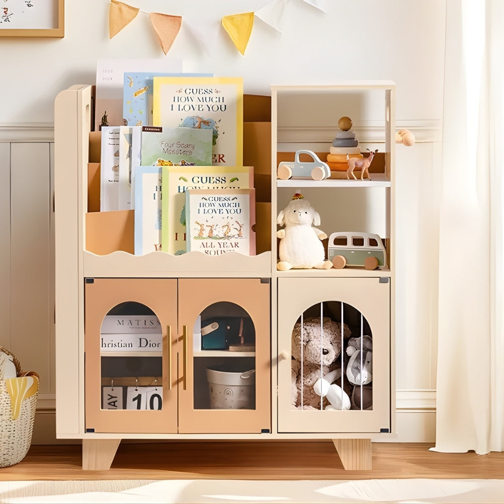 Bibliothèque enfant beige 6 en 1 avec rangements Tilda Kids