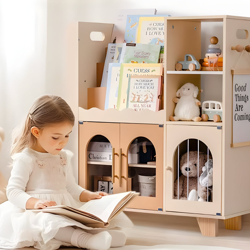 Bibliothèque enfant beige 6 en 1 avec rangements Tilda Kids