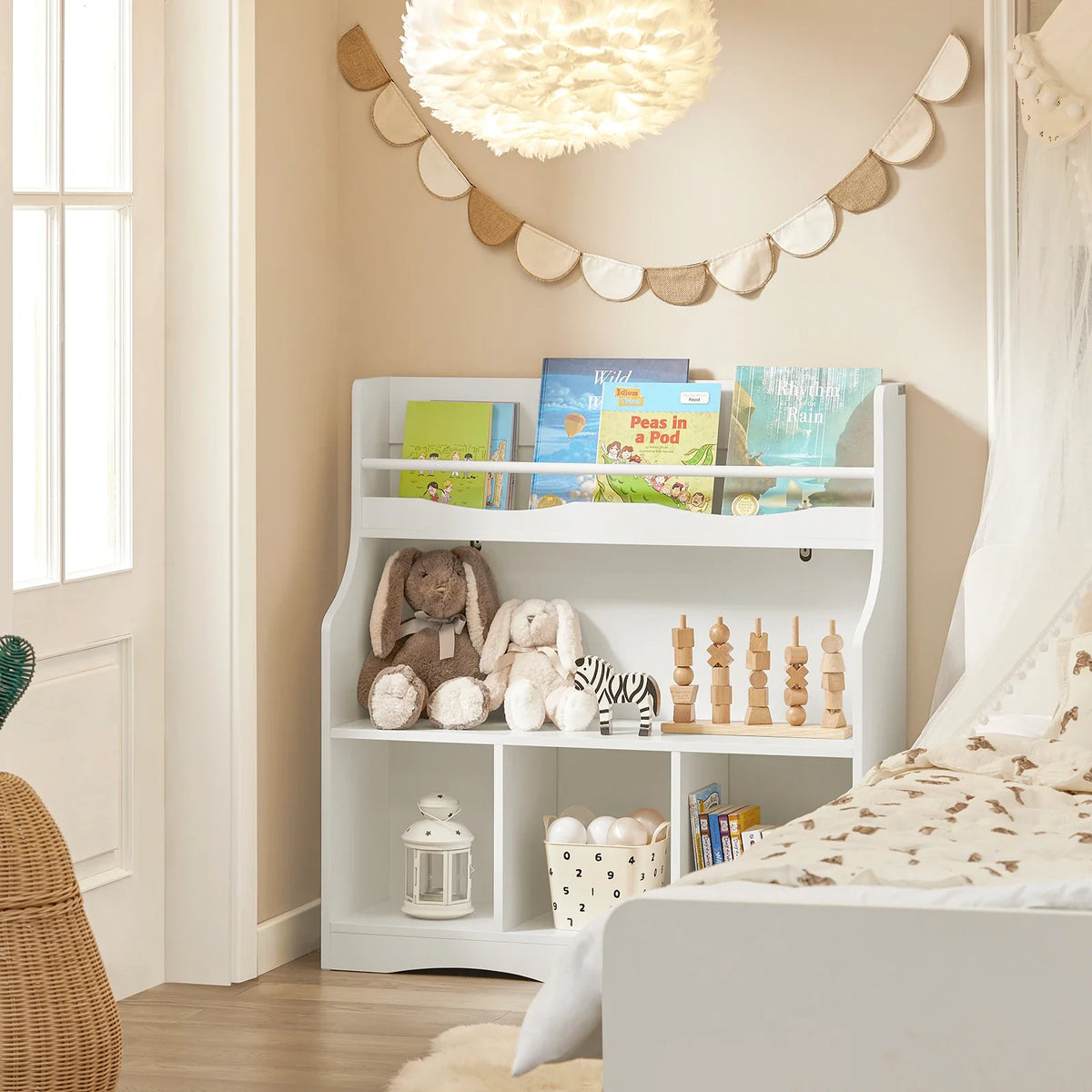 Bibliothèque enfant blanche avec étagère de rangement Tilda Kids