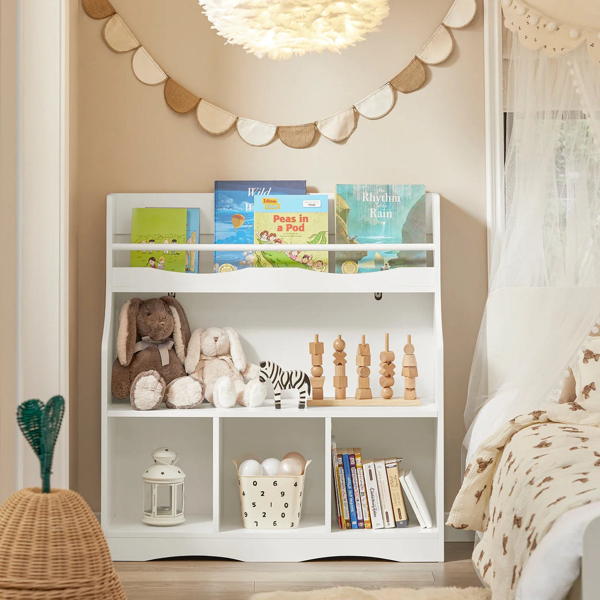 Bibliothèque enfant blanche avec étagère de rangement Tilda Kids