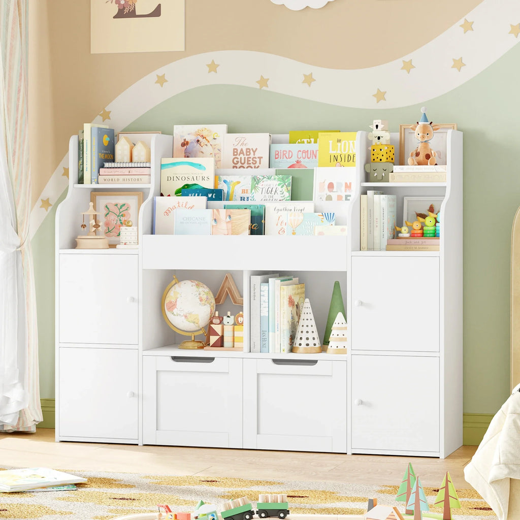 Bibliothèque enfant blanche avec portes et compartiments Tilda Kids