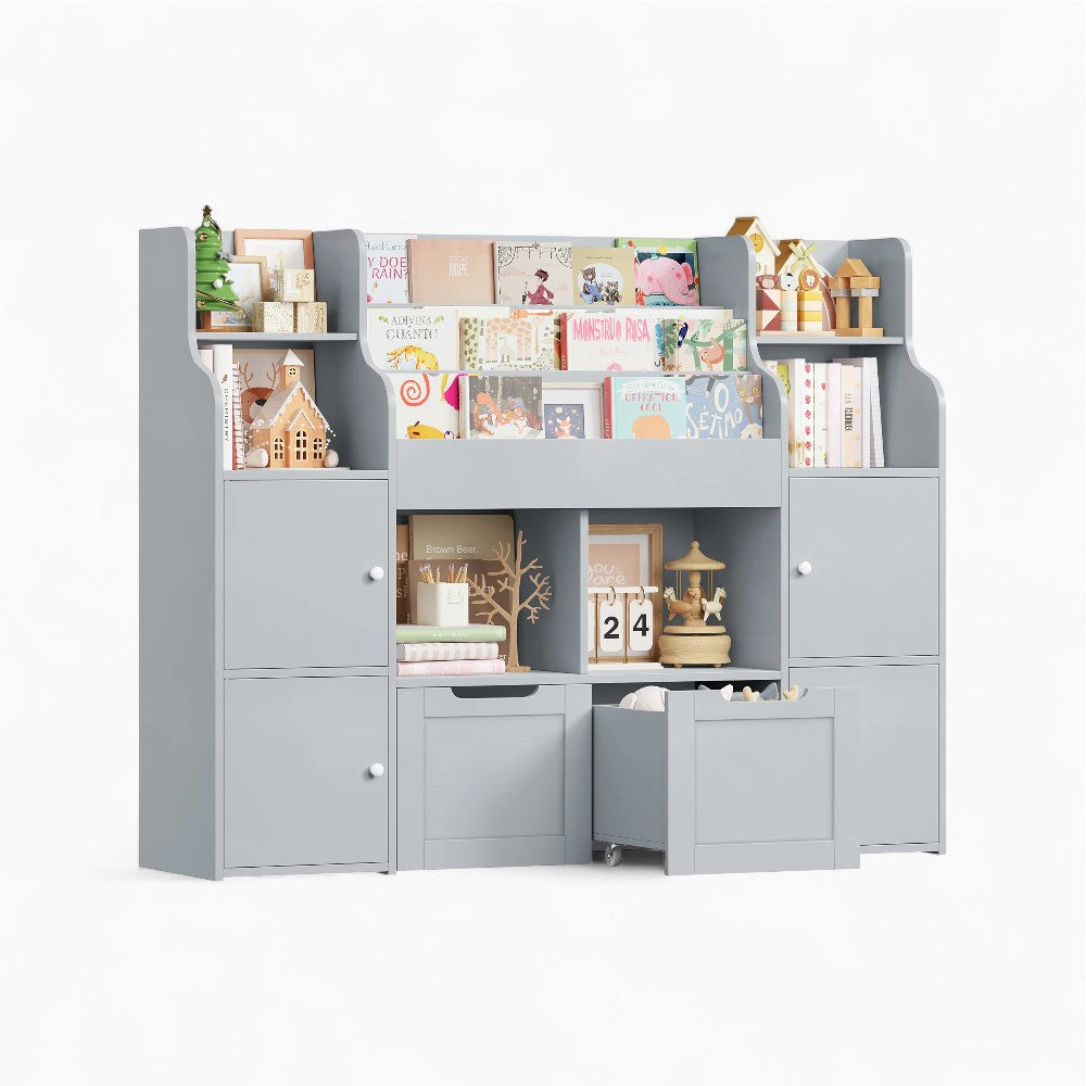 Bibliothèque enfant blanche avec portes et compartiments Tilda Kids