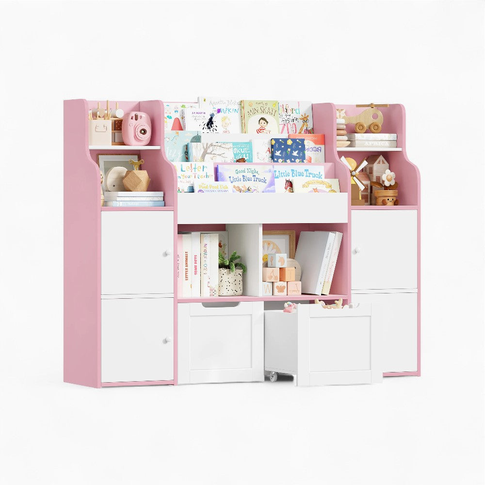 Bibliothèque enfant blanche avec portes et compartiments Tilda Kids