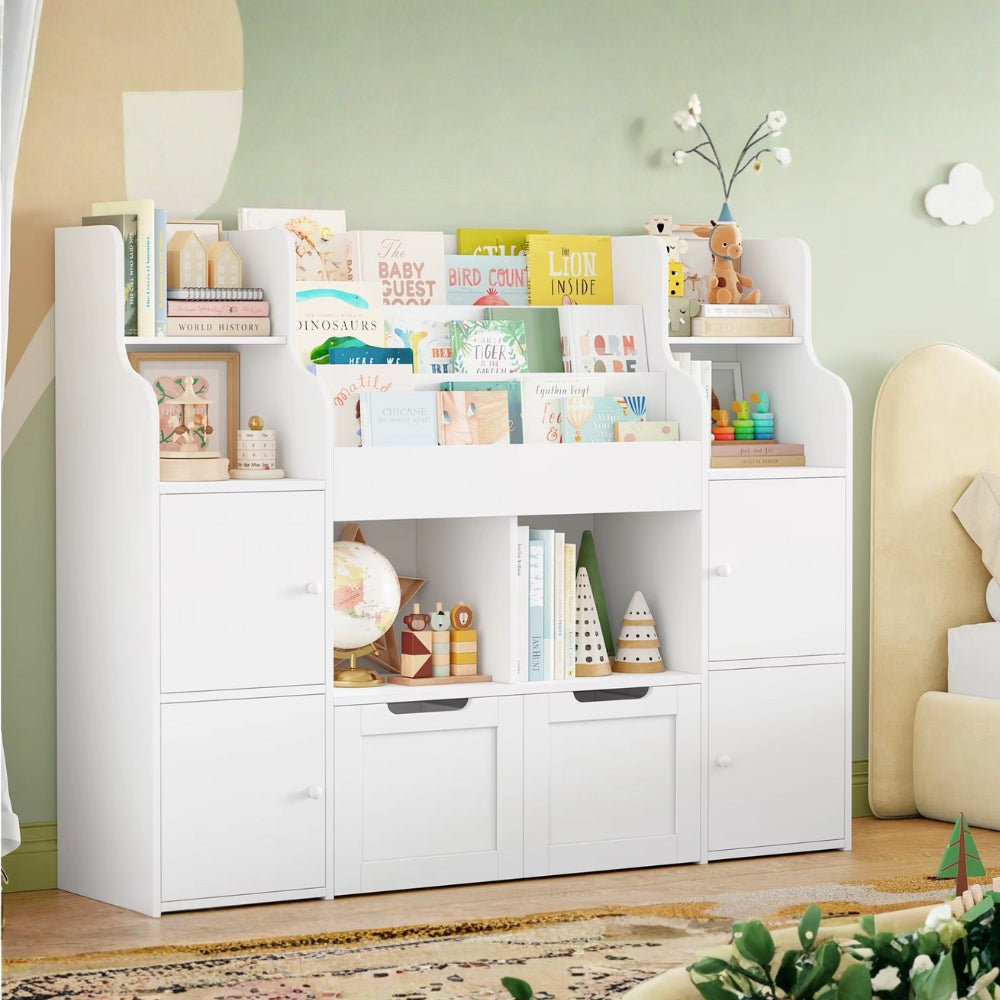 Bibliothèque enfant blanche avec portes et compartiments Tilda Kids