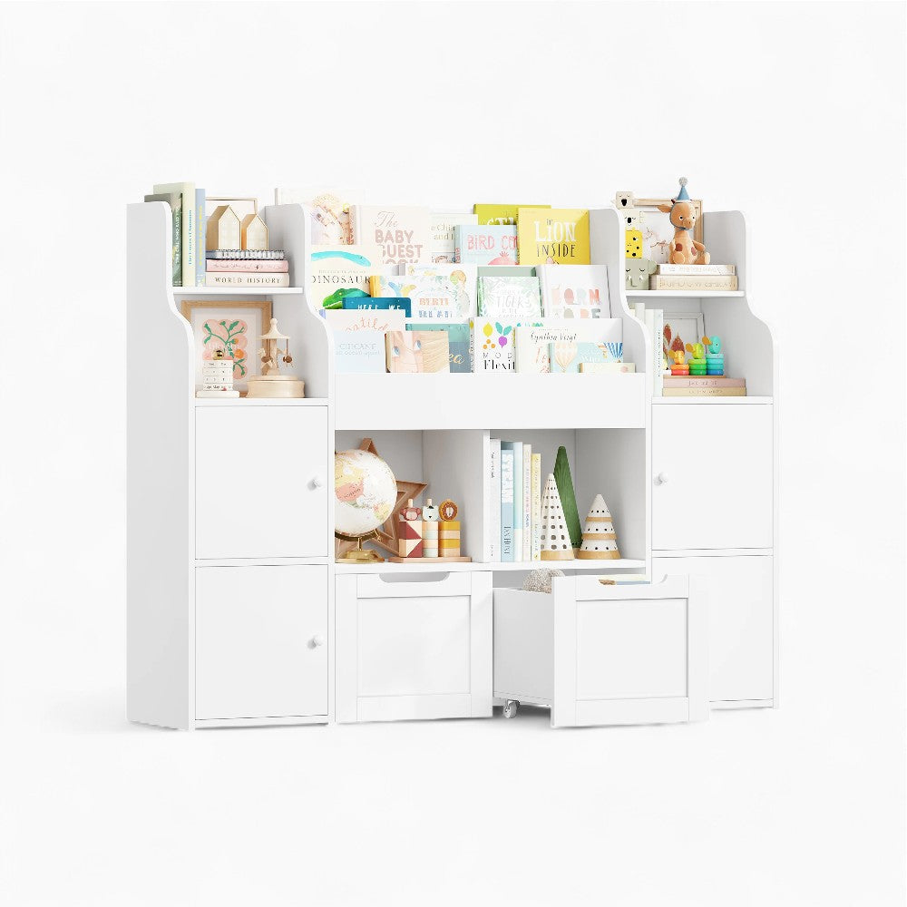 Bibliothèque enfant blanche avec portes et compartiments Tilda Kids