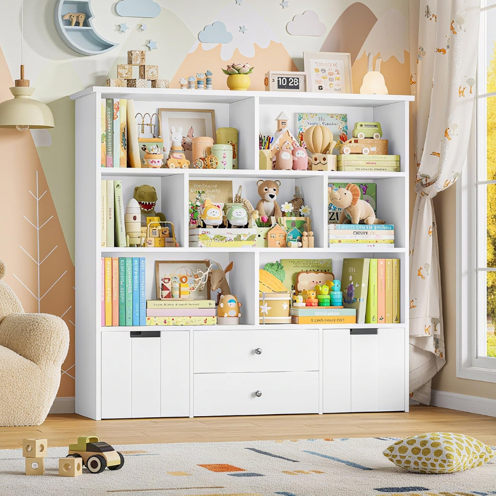 Bibliothèque enfant bois avec tiroirs et compartiments Tilda Kids