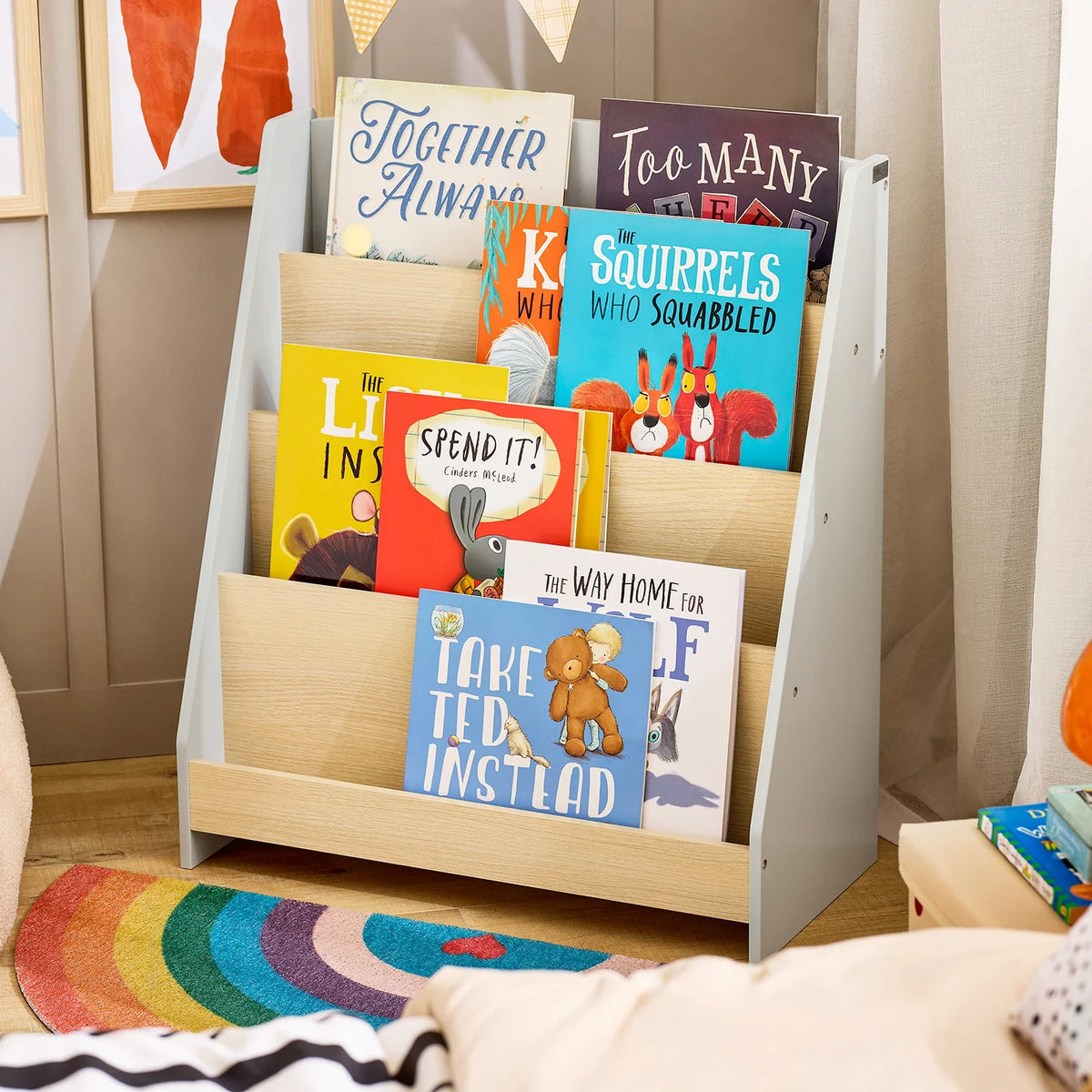 Bibliothèque enfant bois blanc et naturel Montessori Tilda Kids