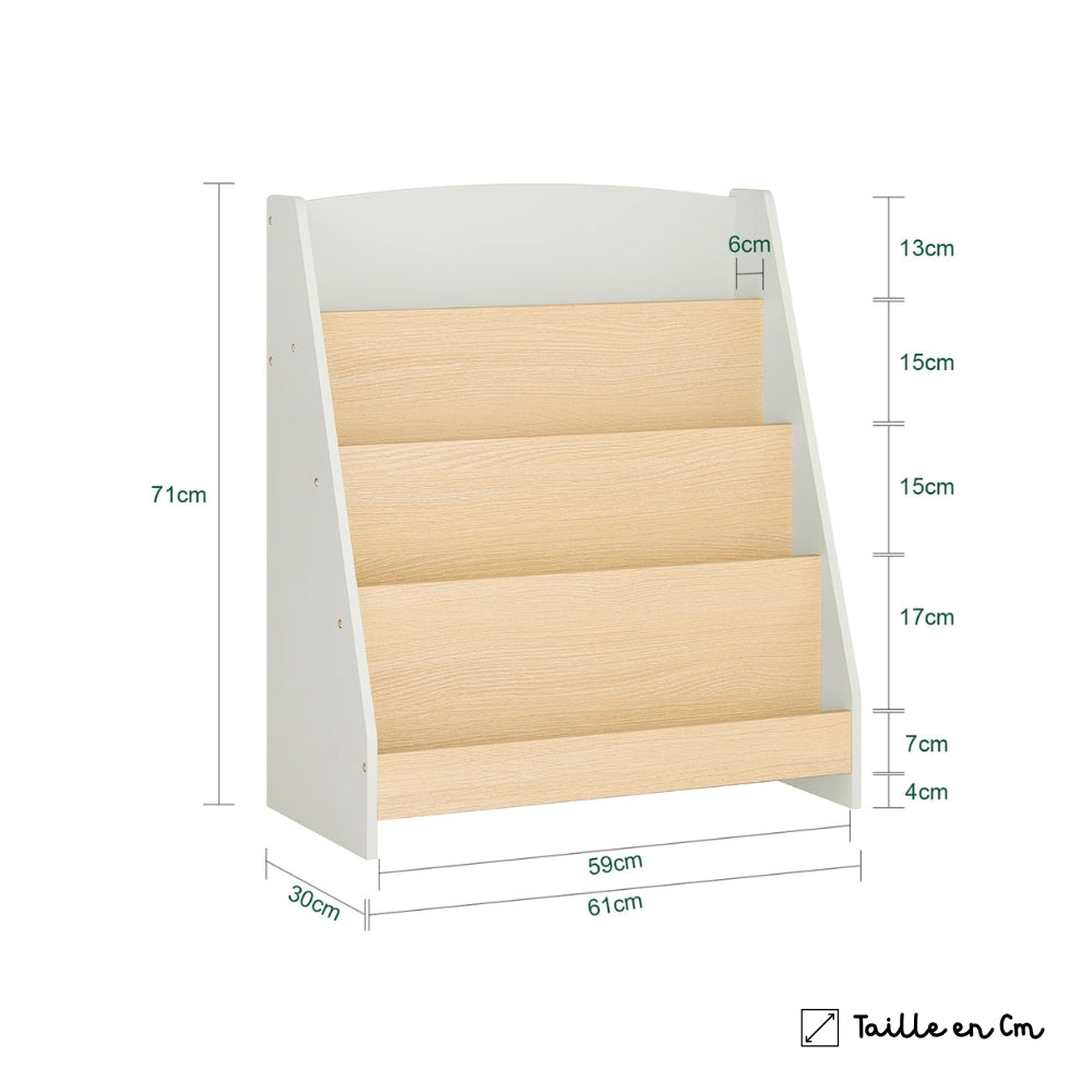 Bibliothèque enfant bois blanc et naturel Montessori Tilda Kids
