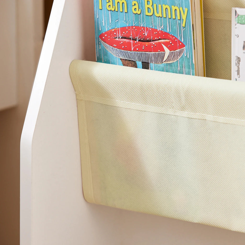 Bibliothèque enfant bois blanc et tissu beige Tilda Kids