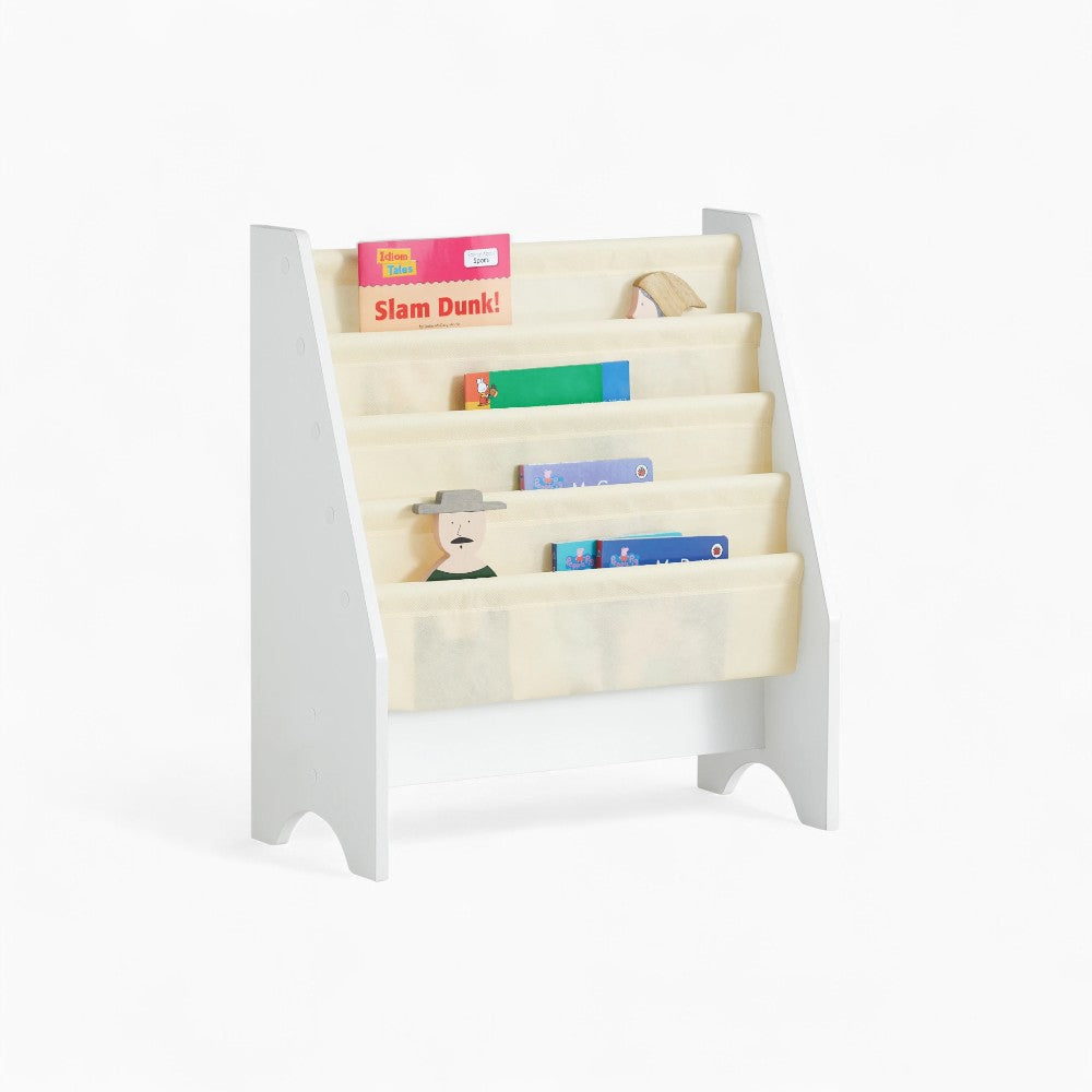 Bibliothèque enfant bois blanc et tissu beige Tilda Kids