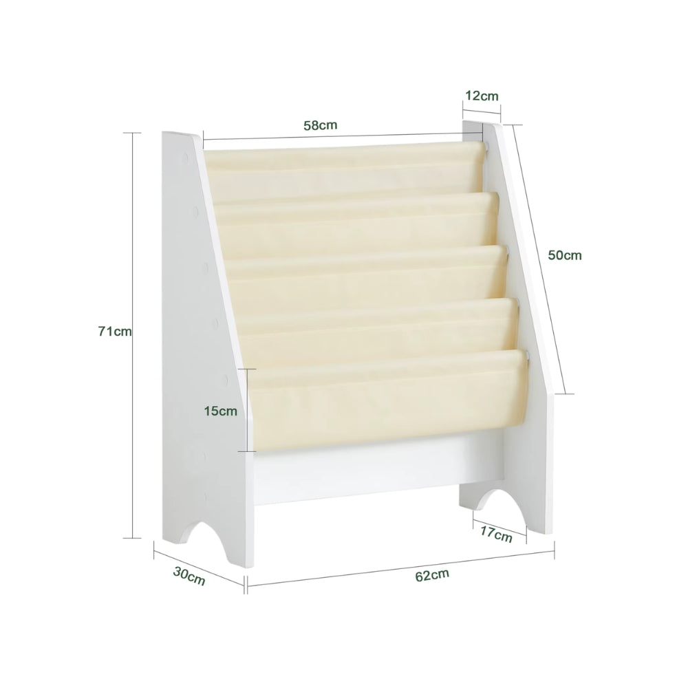 Bibliothèque enfant bois blanc et tissu beige Tilda Kids