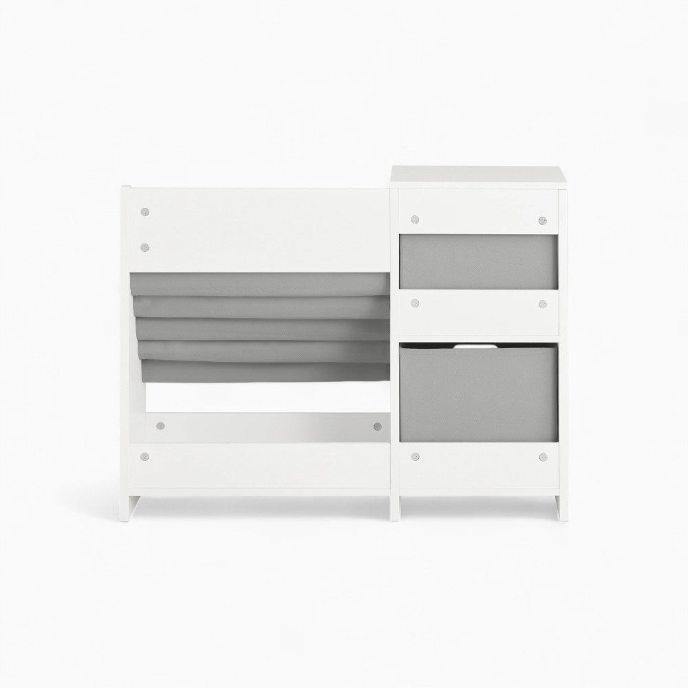 Bibliothèque enfant bois blanc et tissu gris Tilda Kids