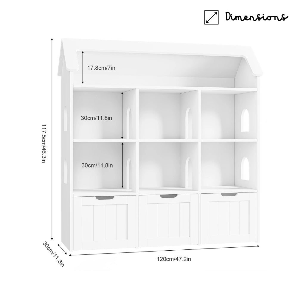 Bibliothèque enfant bois style maison avec tiroirs Tilda Kids