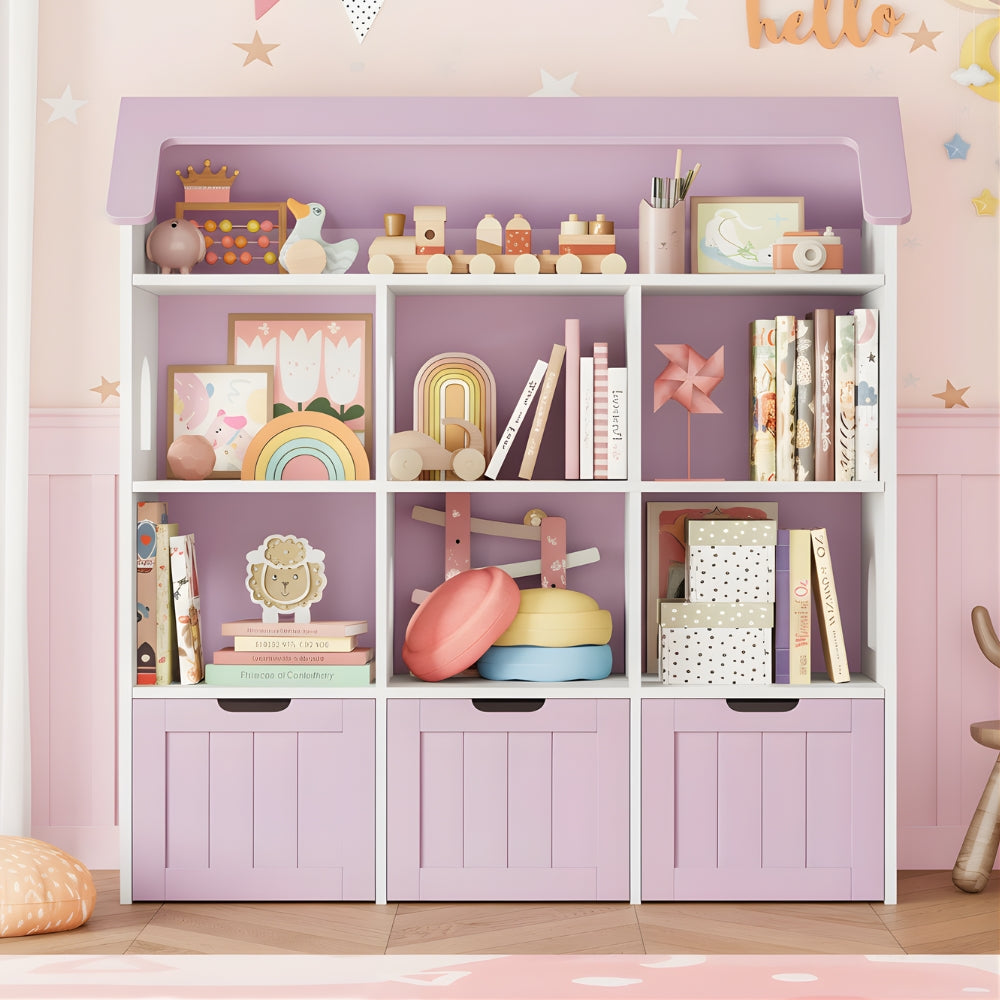 Bibliothèque enfant bois style maison avec tiroirs Tilda Kids