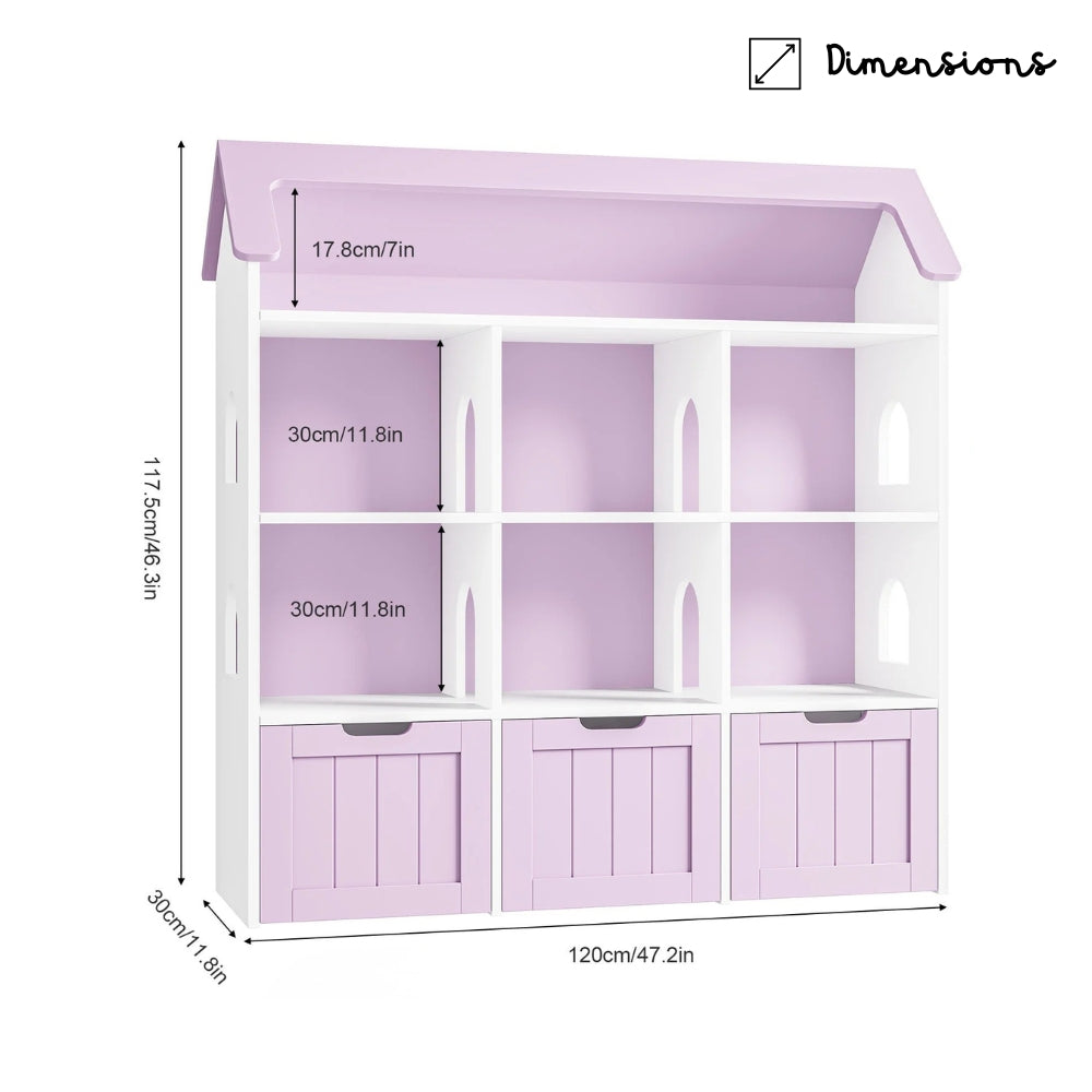 Bibliothèque enfant bois style maison avec tiroirs Tilda Kids