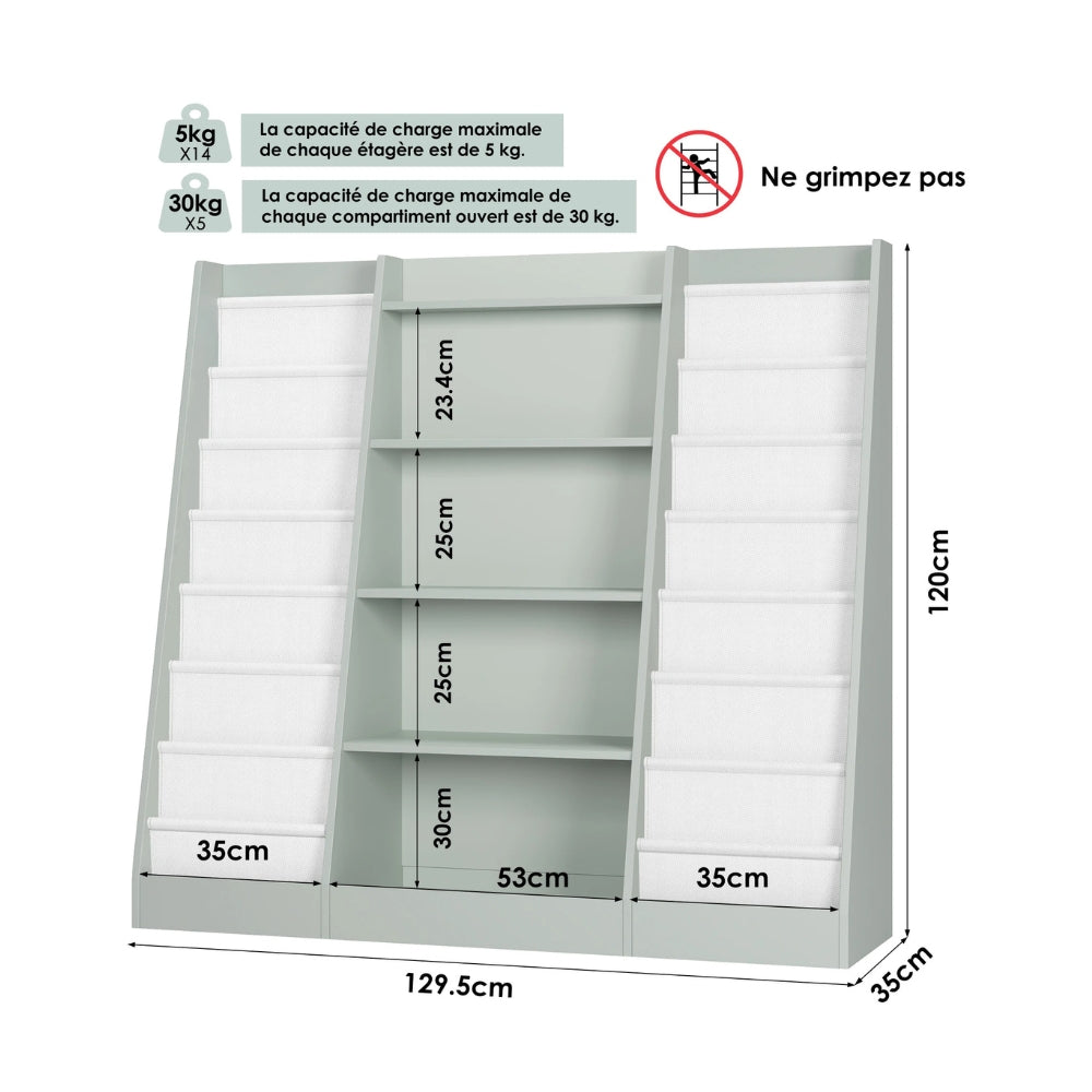 Bibliothèque enfant en bois 120cm avec étagères Tilda Kids