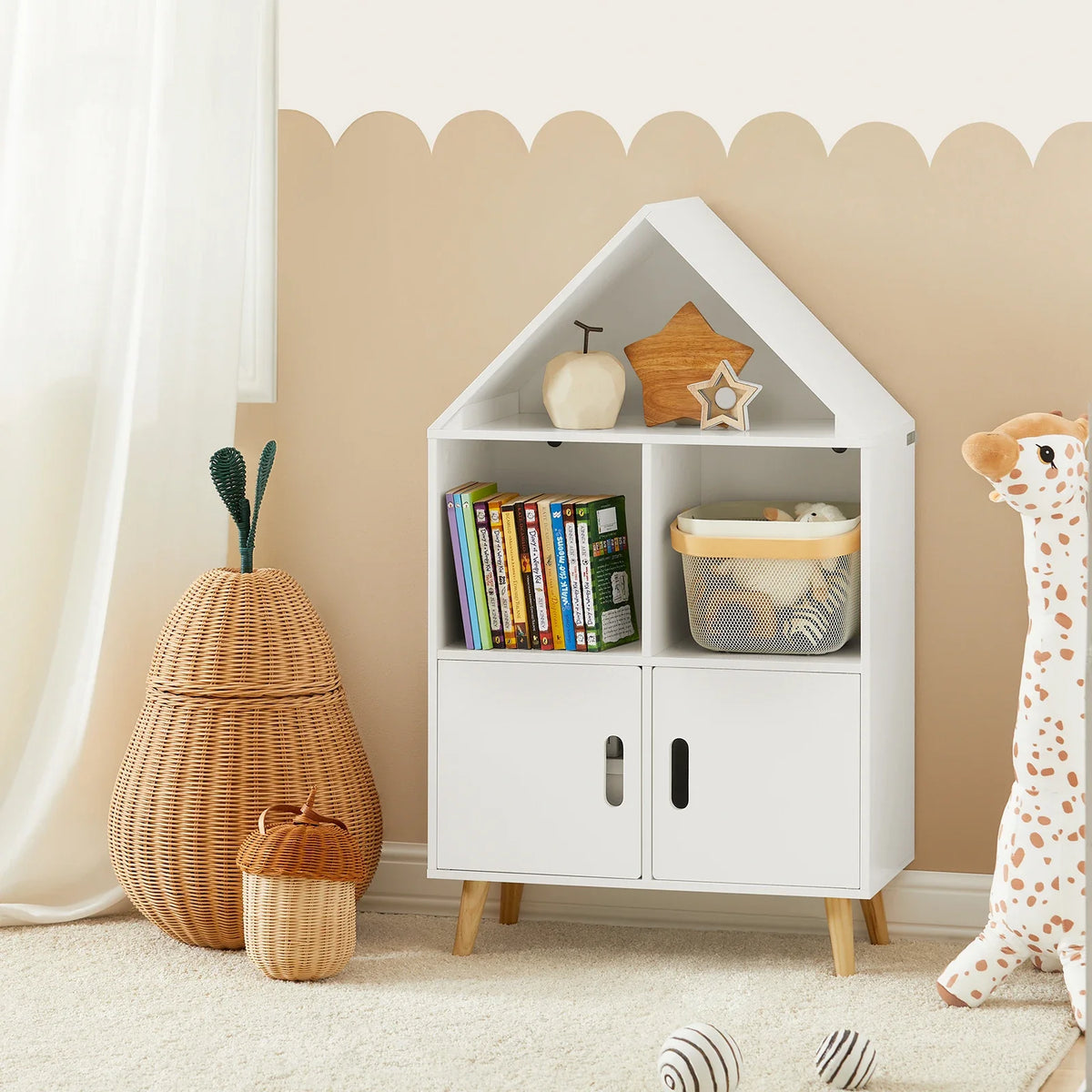 Bibliothèque enfant maison blanche avec pieds Tilda Kids