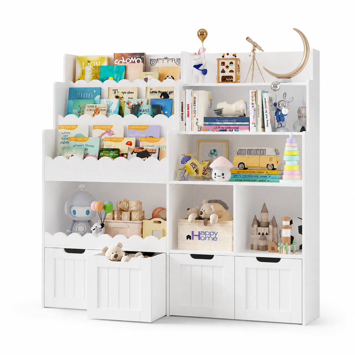 Bibliothèque enfant Montessori en bois avec présentoirs Tilda Kids