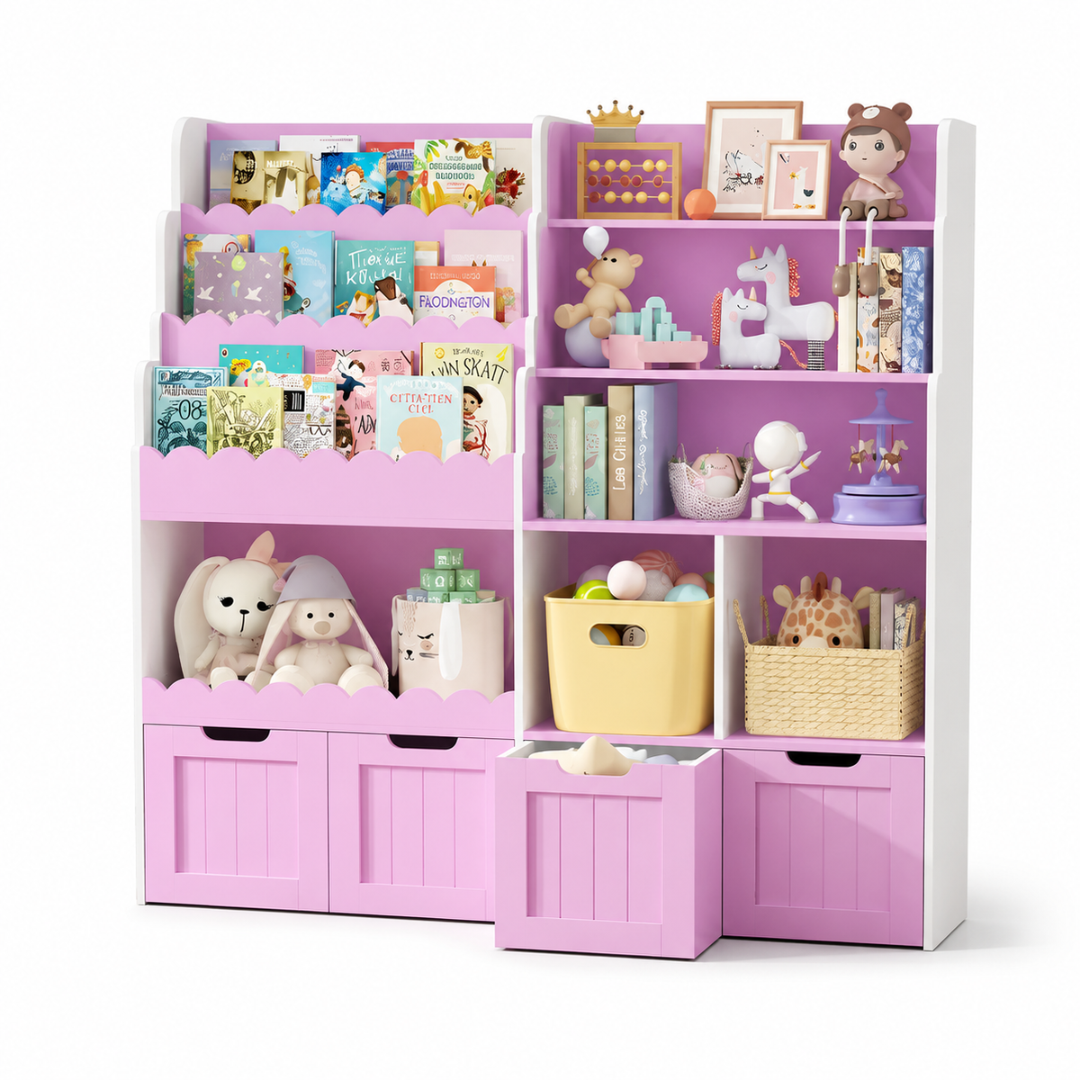 Bibliothèque enfant Montessori en bois avec présentoirs Tilda Kids