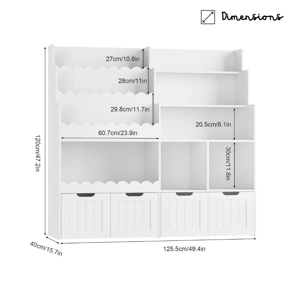 Bibliothèque enfant Montessori en bois avec présentoirs Tilda Kids