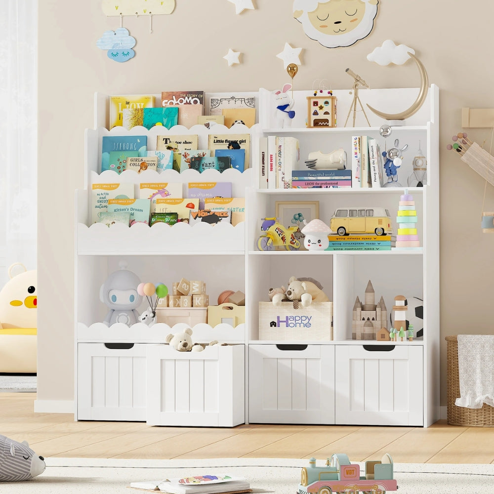 Bibliothèque enfant Montessori en bois avec présentoirs Tilda Kids
