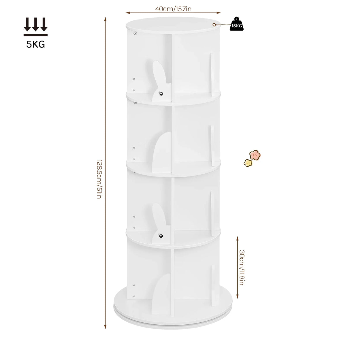 Bibliothèque rotative enfant 360° blanc Tilda Kids