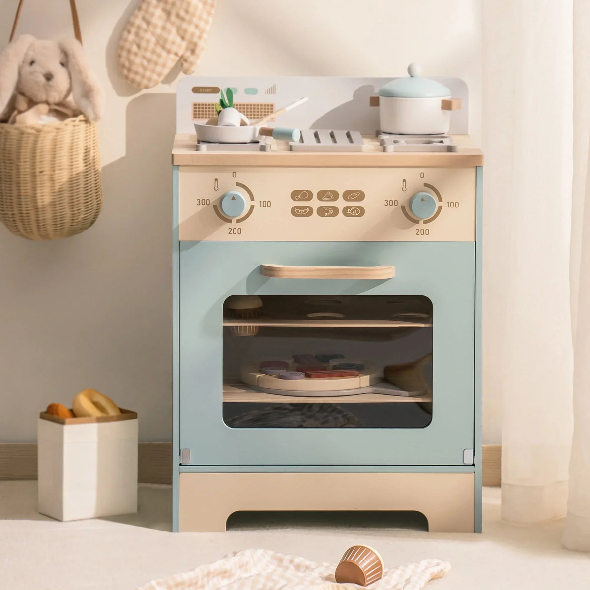 Cuisine en bois bleu avec four transparent pour enfant Tilda Kids