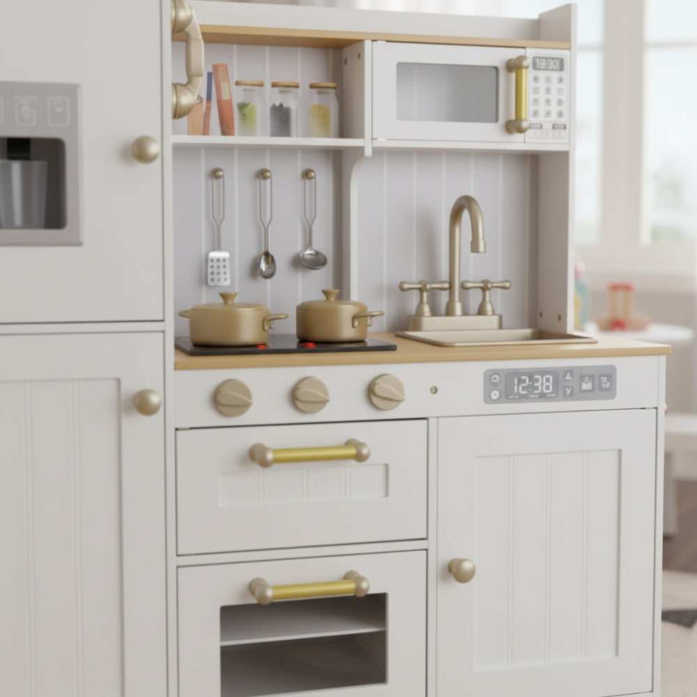 Cuisine enfant en bois blanc avec accessoires et évier Tilda Kids