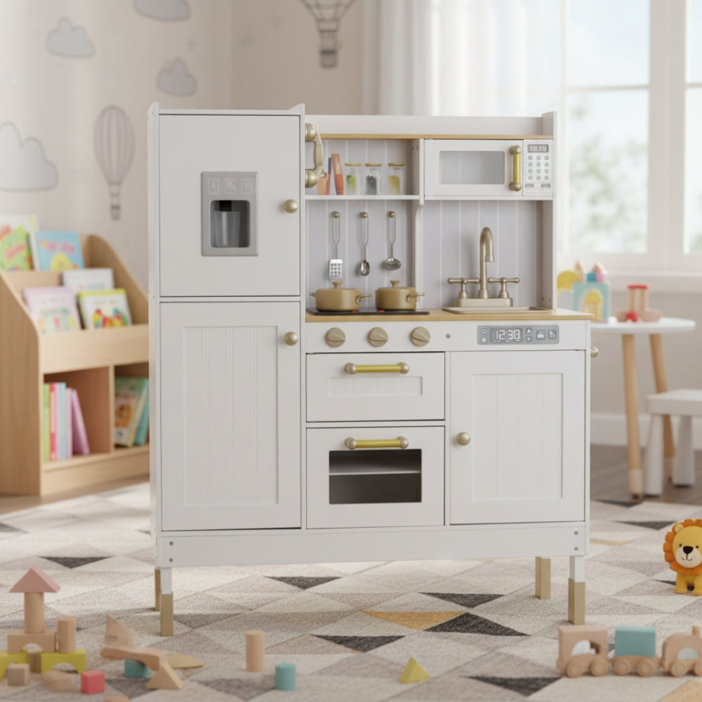 Cuisine enfant en bois blanc avec accessoires et évier Tilda Kids