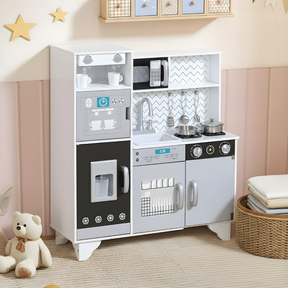 Cuisine enfant en bois blanc et gris avec accessoires Tilda Kids